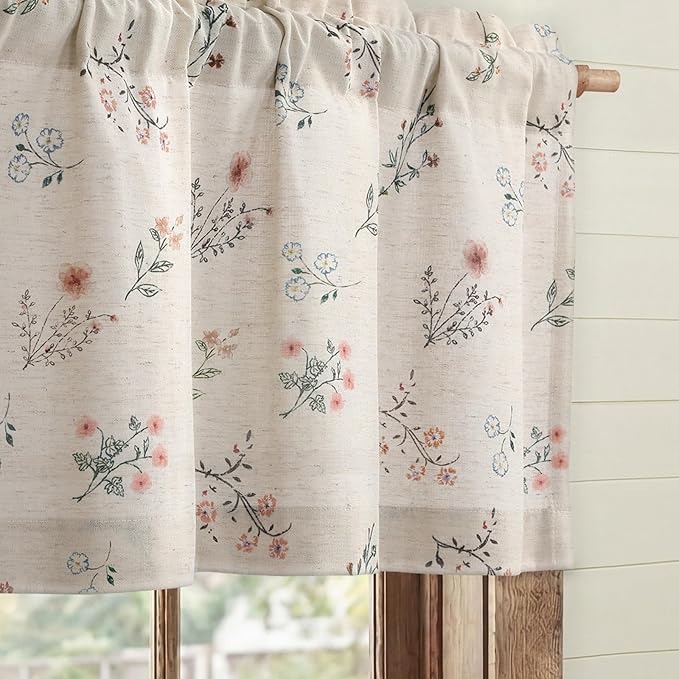 Kitchen Valances for Windows, Farmhouse Floral 52x18 Inch, 1 Panel | Country by Unknown