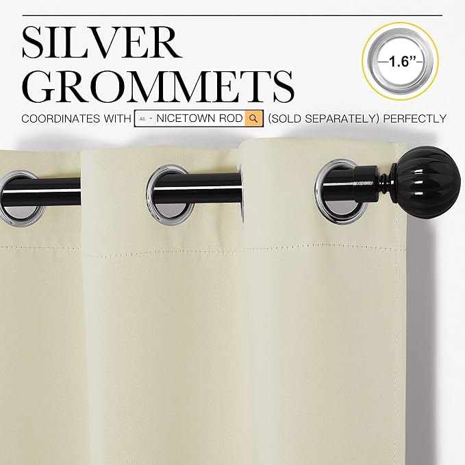 NICETOWN Beige Room Darkening Curtains 78" Long - Image 3
