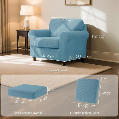 SUBRTEX 3 Pieces Stretch Sofa Slipcover Sets Couch Cover Sets Backrest Cushion - Image 3