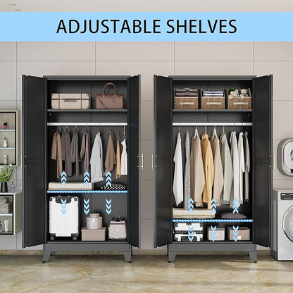 erosoei 71 "Metal Armoire Wardrobe Closet, Steel Clothing Storage Cabinet - Image 3