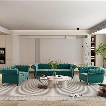 Living Room Chair, Modern Velvet Chesterfield Sofa Chair, Mid Century Single - Image 4