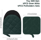 Oven Mitts and Pot Holders Set, Pack of 4, Heat Resistant Silicone Kitchen Mini Oven Mittens for 500 Degrees, Mini Oven Gloves and Hot Pads for Baking Grilling Barbecue Microwave Machine Washable