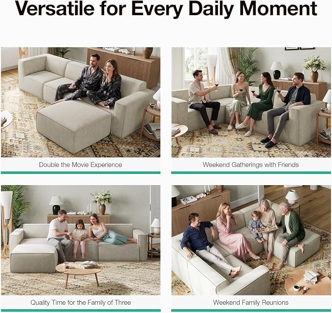 Novilla 176" Modular Sectional Sofa, No Assembly Cloud Sectional Couch - Image 11