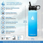 HYDRO CELL Stainless Steel Insulated Water Bottle with Straw - For Cold & Hot Drinks - Metal Vacuum Flask with Screw Cap and Modern Leakproof Sport Thermos for Adults (Sky/Blue 24oz)