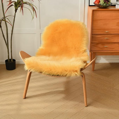 duduta Yellow Faux Sheepskin Rug 2x3 ft, Small Faux Fur Chair Covers | Shag - Image 6