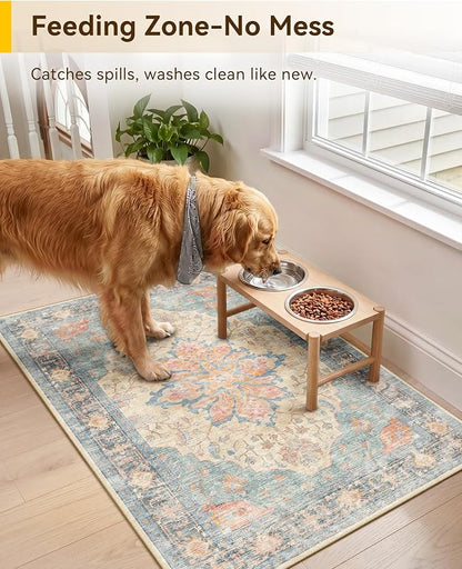 RELEANY Washable Area Rug, Small 2'x3', Water Repellent, Pet Friendly, Vintage - Image 2