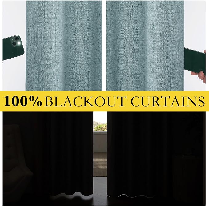 NICETOWN Skylark Blue Living Room Completely Shaded Linen Textured Draperies - Image 7