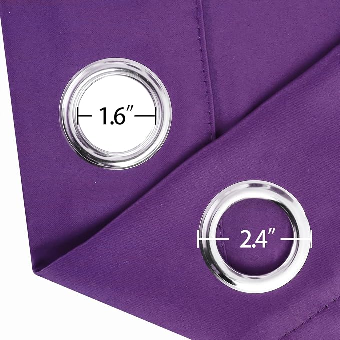 Blackout Curtains 66 x 72 Inch Long Purple Curtains Set of 2 Panels Room - Image 5