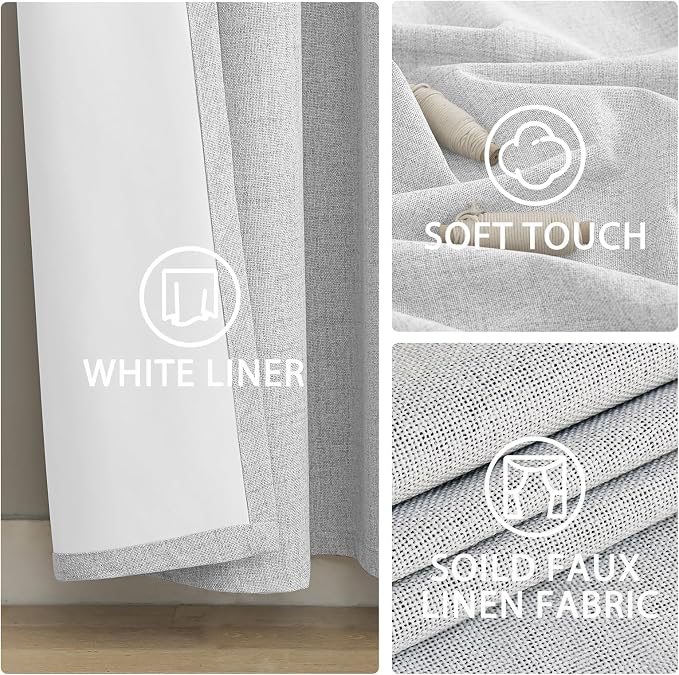 Yakamok White Linen Textured Curtains 63 Inches Long - Image 5