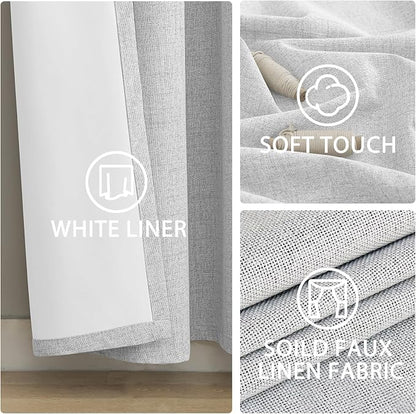 Yakamok White Linen Textured Curtains 63 Inches Long - Image 5