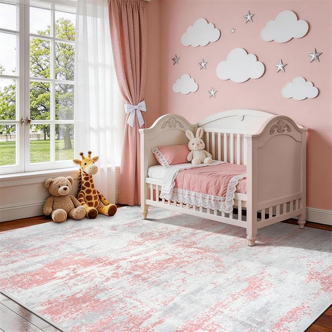 Aelenmu 6x9 Area Rugs for Living Room Washable Bedroom Dining Room Pink | - Image 3