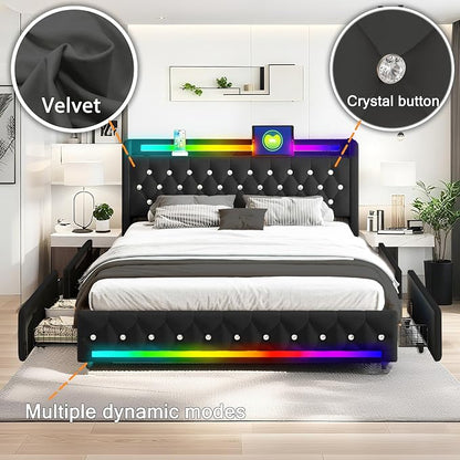 Music Player Full Bed with Bluetooth Speakers, USB&Type C Charging Ports - Image 9