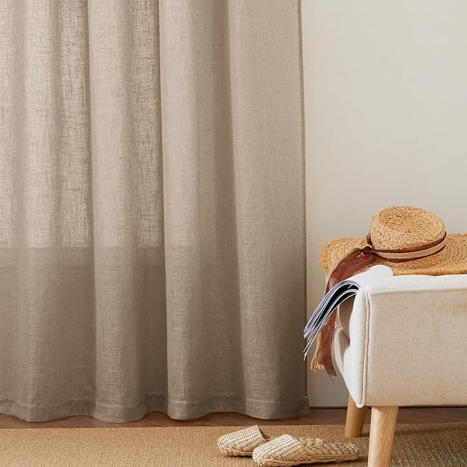 RYB HOME Light Filtering Linen Sheer Curtains 72 inch Long - Image 5