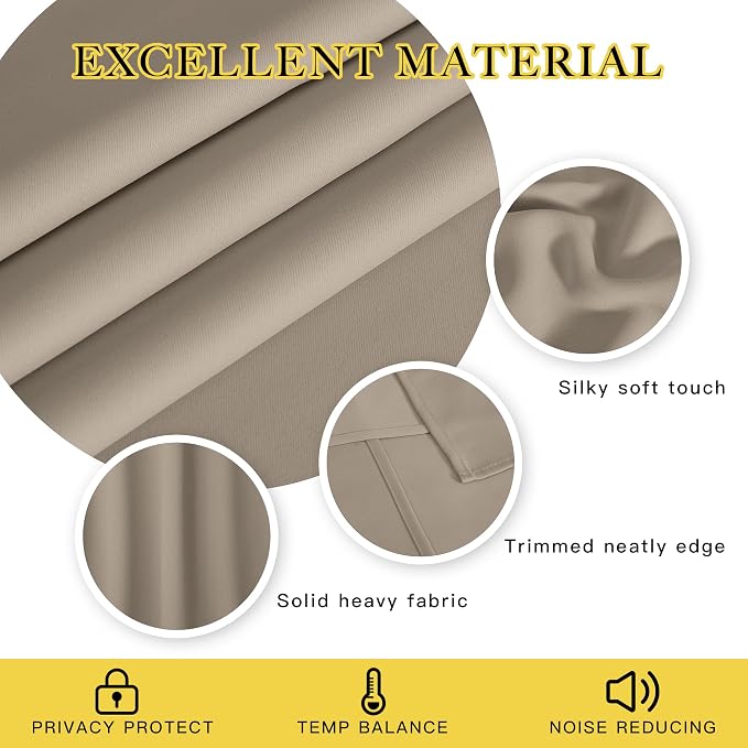 NICETOWN Taupe Blackout Curtain - Image 2