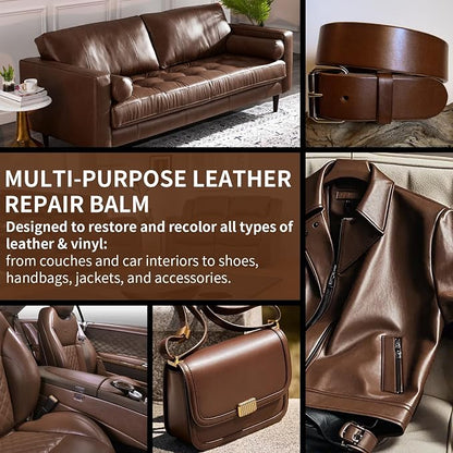 Leather Recoloring Balm and Scratch Repair Kit, Medium Brown Leather Restorer - Image 5
