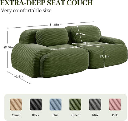 Boneless Sectional Couch, No Assembly Required, 81.8” Modular Cloud Sofa - Image 3