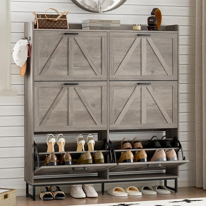 BORNOON Shoe Cabinet with 6 Flip Drawers Narrow Shoe Storage Cabinet Organizer by BORNOON