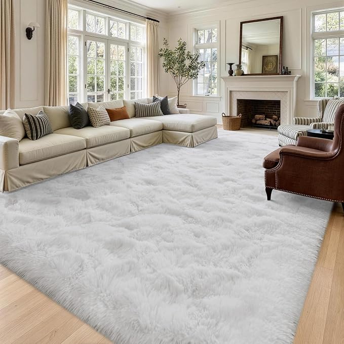 9x12 Extra Large White Fluffy Area Rug Non-Slip - Image 2