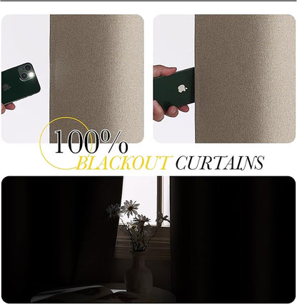 NICETOWN Vintage Faux Linen Weave Flax Thermal Curtains - Image 2