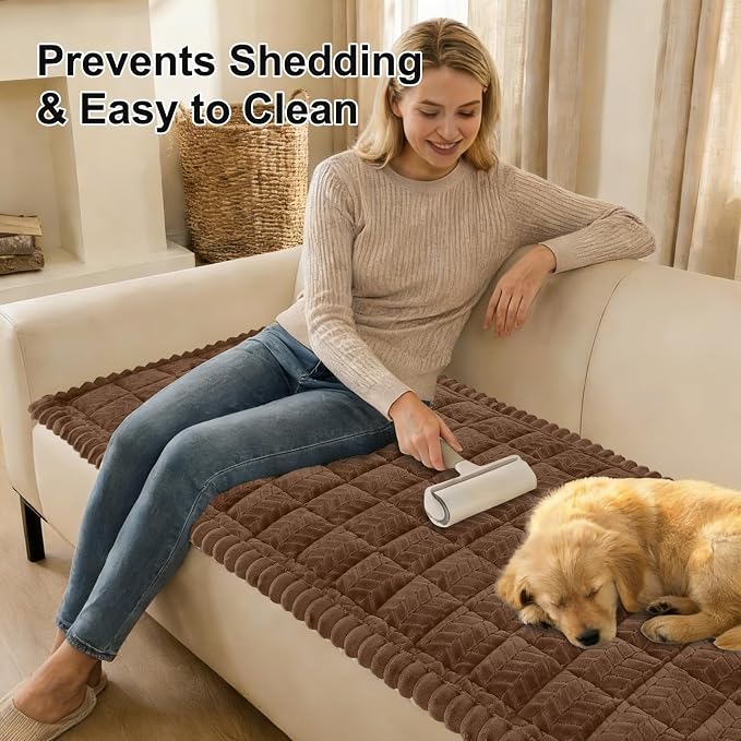 Smiry Couch Cover for Dogs, Non Slip Fuzzy Pet Sofa Arm Covers Washable | Sofa - Image 3