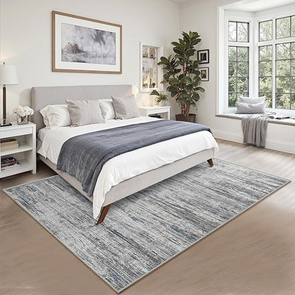 5x7 Area Rugs - Ultra-Thin Washble Rugs, Non-Slip Low Pile Abstract Print Rugs - Image 6