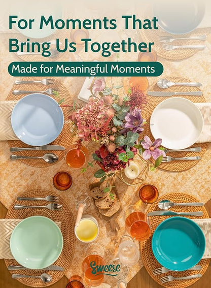 Sweese Pasta Bowls, 22 Ounce Salad Serving Bowls Set of 6, 7.6 Inch Porcelain Plates for Serving Dinner, Salad - Microwave Dishwasher Safe, Cool Assorted Colors