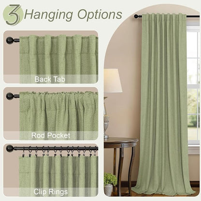 Light Sage Green Short Blackout Curtains - Image 6