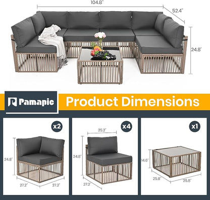 Pamapic 7 Piece Outdoor Sectional Sofa Set, All-Weather Patio Furniture - Image 5