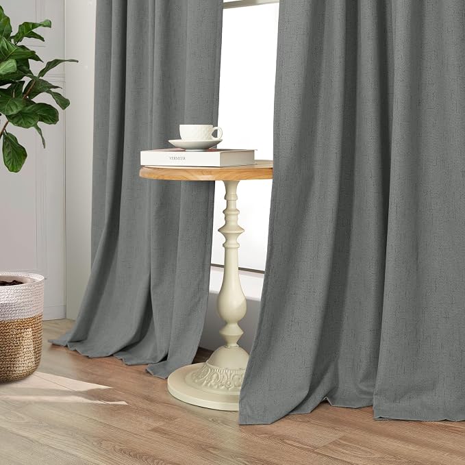 Dark Grey Curtains 108 Inches Long 2 Panels Set - Image 8