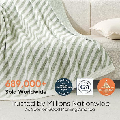 Snuggle Sac Ultra Soft Throw Blanket, Sage Green, Cozy Knitted, Fuzzy Knit - Image 3