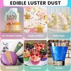 Edible Glitter for Cocktails and Cakes, 12 Colors x 5g Food Grade Shimmer Luster Dust Edible Set, Food Glitter for Drinks Cookies Chocolate