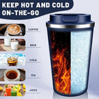 Insulated Coffee Tumblers with Flip Lid 12oz / 17oz, Stainless Steel Travel Coffee Mug Leak Proof, Vacuum Insulated Coffee Mug Reusable Cup, Keeps Cold and Hot for Coffee Tea