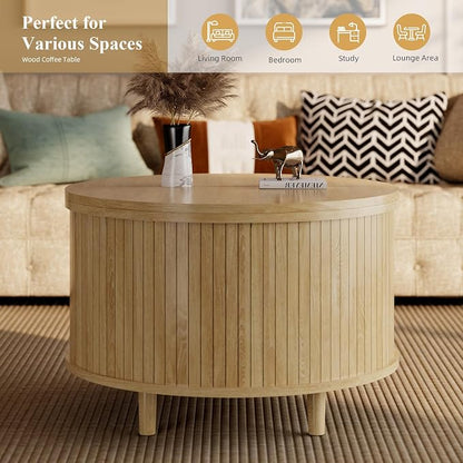 Easyego 31.5" Fluted Round Coffee Table - Image 5