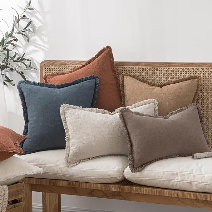 MIULEE Linen Decorative Fall Euro Throw Pillow Covers Malt Ball 26x26 | Set of 2 - Image 7