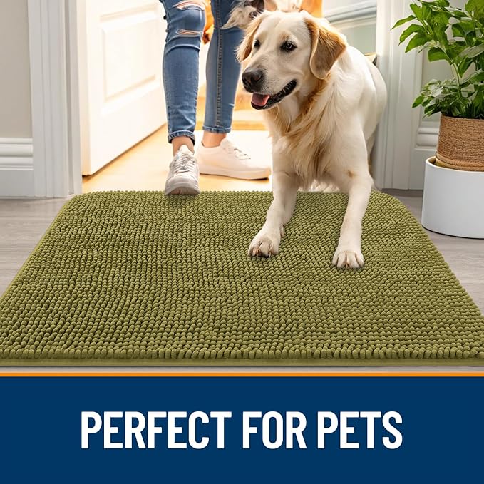 OLANLY Dog Door Mat for Muddy Paws 40x24, Super Absorbent Chenille Mud Mat | - Image 6