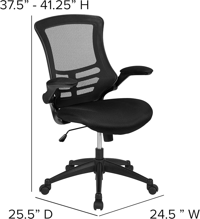 Flash Furniture Kelista Mid-Back Black Mesh Swivel Ergonomic Task Office Chair - Image 3