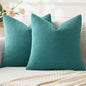 MIULEE Teal Chenille Couch Throw Pillow Covers, 18x18 | Set of 2, Soft Coastal by MIULEE
