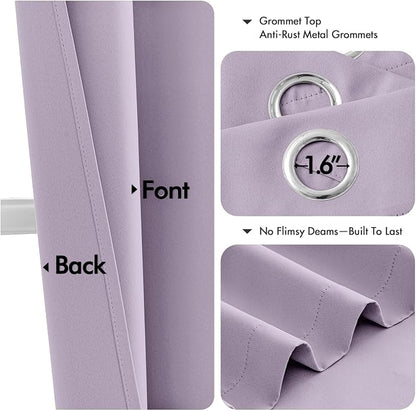 MIULEE Blackout Curtains for Bedroom 2 Panels 40 x 63 Inch Long Lilac | Thermal - Image 4