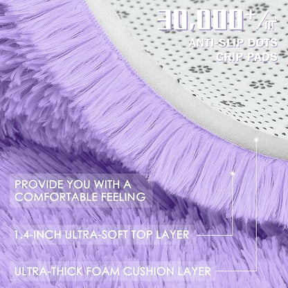 OLANLY Light Purple Round Rugs for Bedroom - Image 7