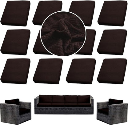 12PCS Patio Cushion Covers, Patio Furniture Couch Seat Slipcovers | Washable by SUKAIKEQA