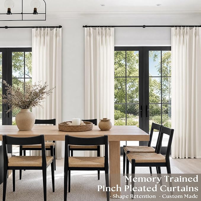 Natural Pinch Pleated Linen Curtains 72 Inches Long 72 Inch Wide | Semi Sheer - Image 6