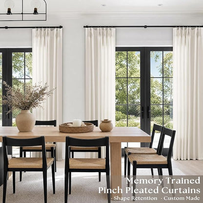 Natural Pinch Pleated Linen Curtains 72 Inches Long 72 Inch Wide | Semi Sheer - Image 6