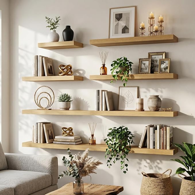 FLYJOE Floating Shelves for Wall, 20 Inch Floating Shelves Set of 2, Kitchen - Image 3