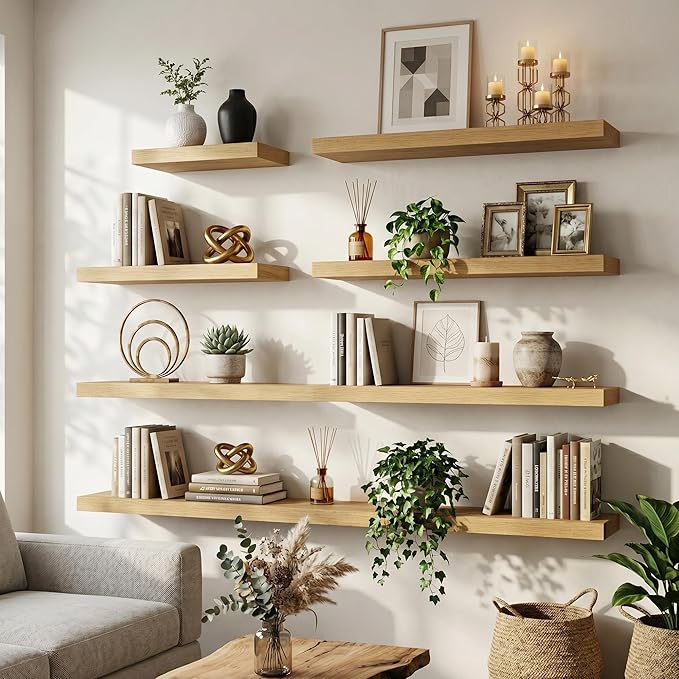 FLYJOE Floating Shelves for Wall, 55 Inch Floating Shelves Set of 2, Kitchen - Image 3