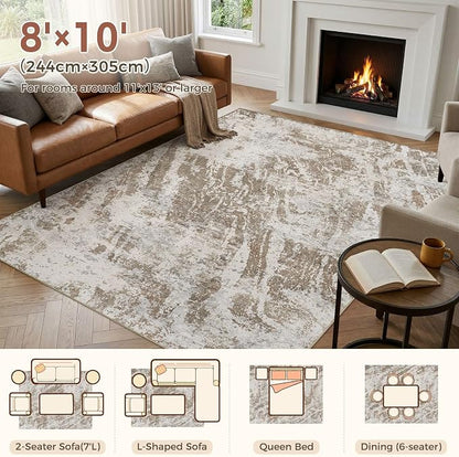 DMOYEST 8x10 Washable Area Rug: Abstract Modern Non-Slip Carpet, Soft Low Pile - Image 2