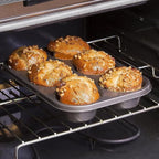 2 Packs Nonstick Round Muffin Baking Pan Tin, 6-Cup Muffin Tin, Cupcake Pans, Cheesecake Pans, Carbon Steel, Black