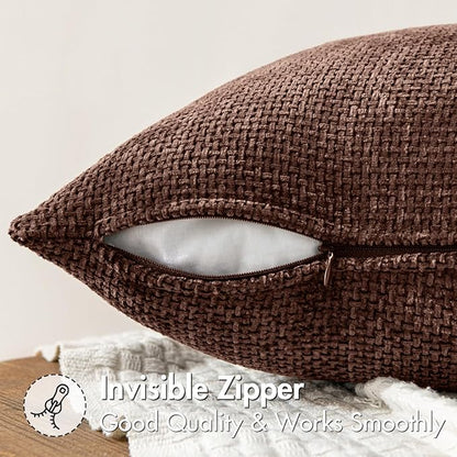 MIULEE Dercorative Lumbar Throw Pillow Covers 12x20 Red Brown 2 Pack | Modern - Image 2