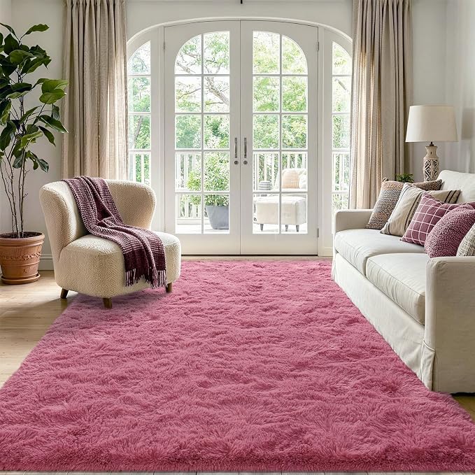 4'x5'3'' Blush Fluffy Soft Area Rug Non-Slip - Image 2