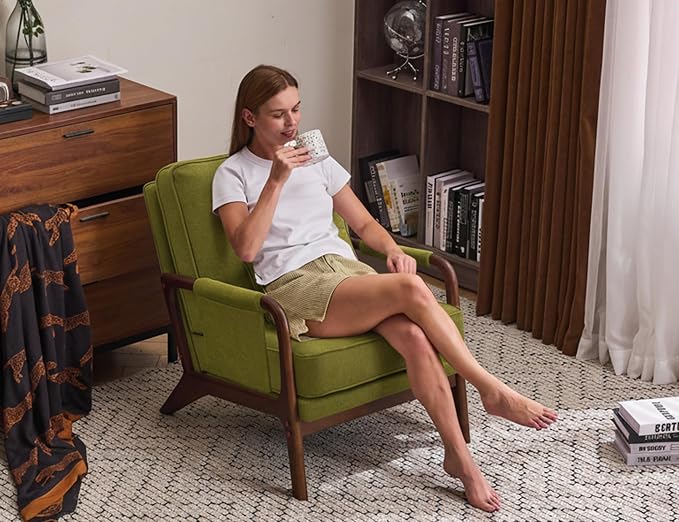 Mid Century Modern Chair, Upholstered Lounge Arm Chair - Image 5