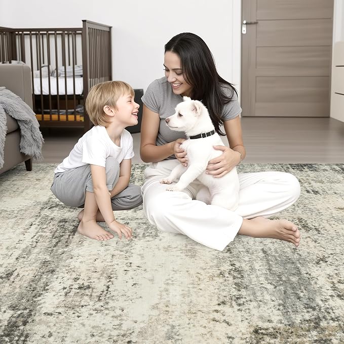 3x10 Washable Runner Rug：Modern Abstract Soft Carpet Ash Brown | - Image 2